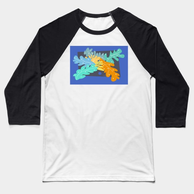 Abstract Colorful Leaves With Dots - abstract art Baseball T-Shirt by art64